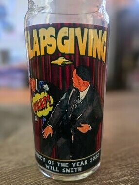 Rare & Unique Will Smith Chris Rock Slap Beer Glass, NEW